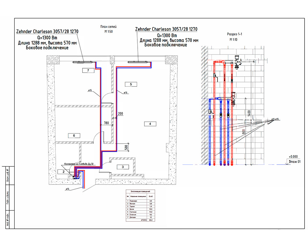 Проект отопления квартиры